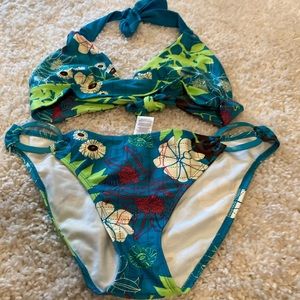 Teal flowered swimsuit